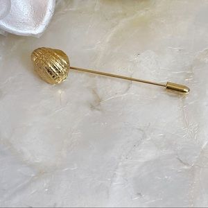 Vintage Gold Played Shell Hat Pin Scarf Pin 3”